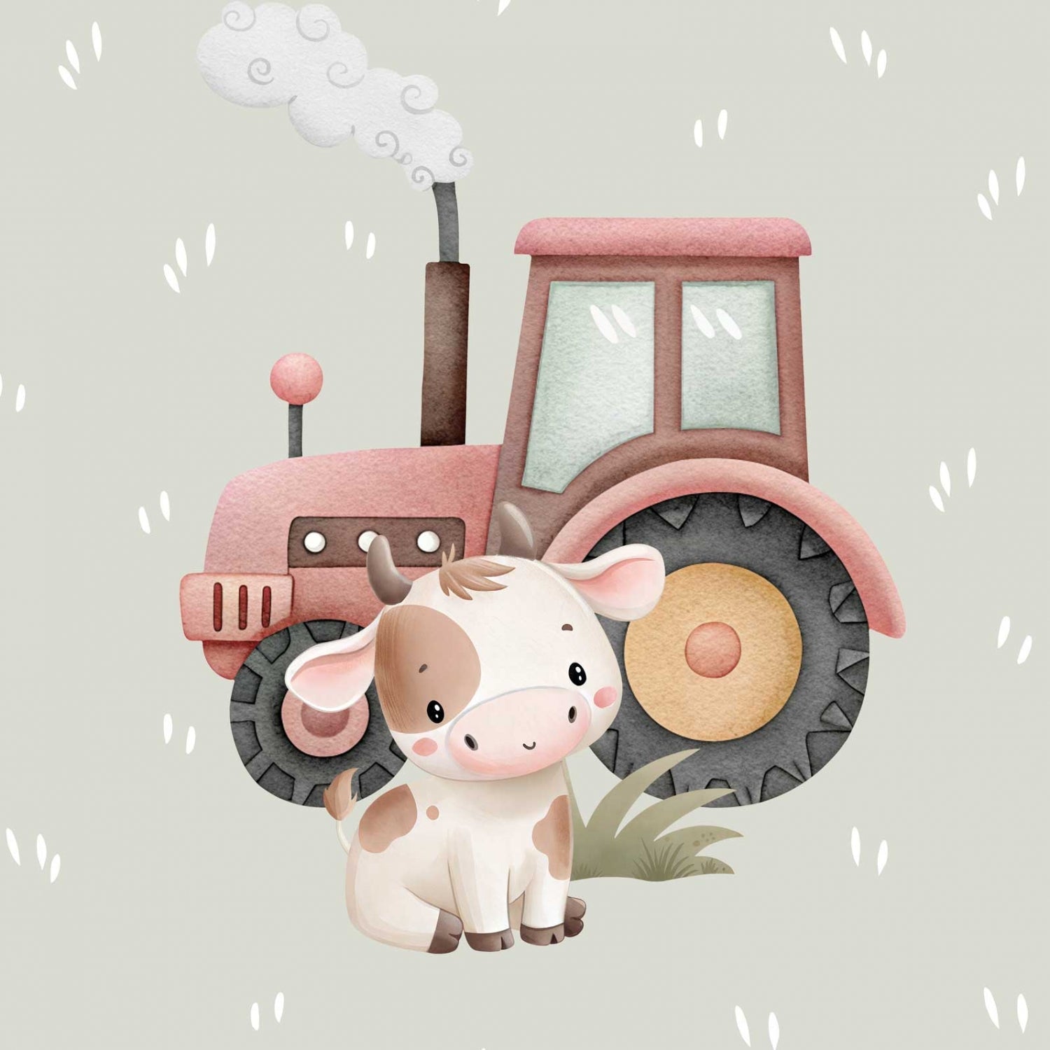 Image of a French terry panel - cute calf 250 g/m² | Design - 04 – available at Šarlotes audumi
