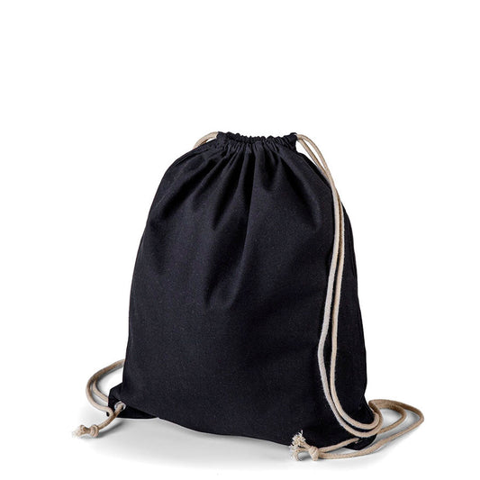 Attēls ar Dabīgas kokvilnas mugursoma ar auklām 140 g/m² 38 × 46 cm - melna – pieejams Šarlotes audumi