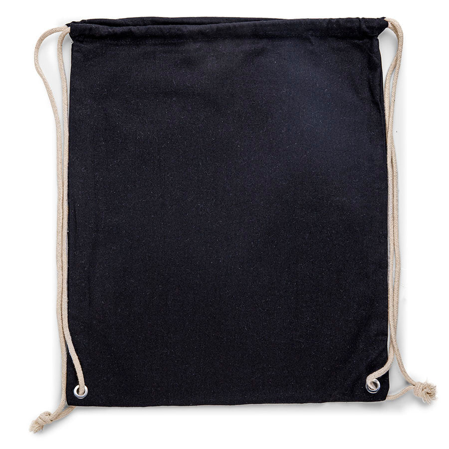 Attēls ar Dabīgas kokvilnas mugursoma ar auklām 140 g/m² 38 × 46 cm - melna – pieejams Šarlotes audumi