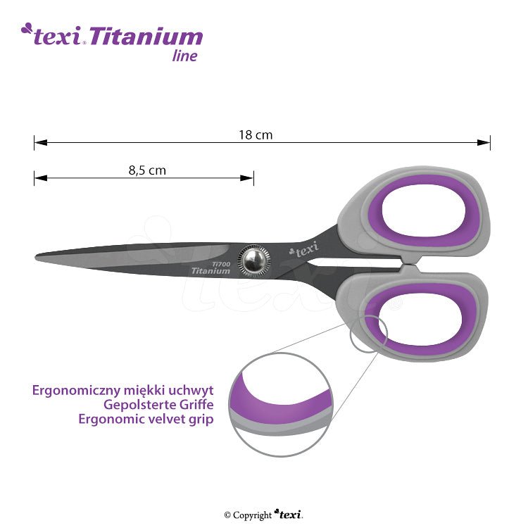 Drēbnieku šķēres TEXI TITANIUM šķēres (18 cm)