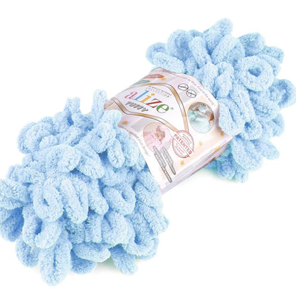 Dzija Yarn Alize Puffy - gaiši zila 9 m 100g #183