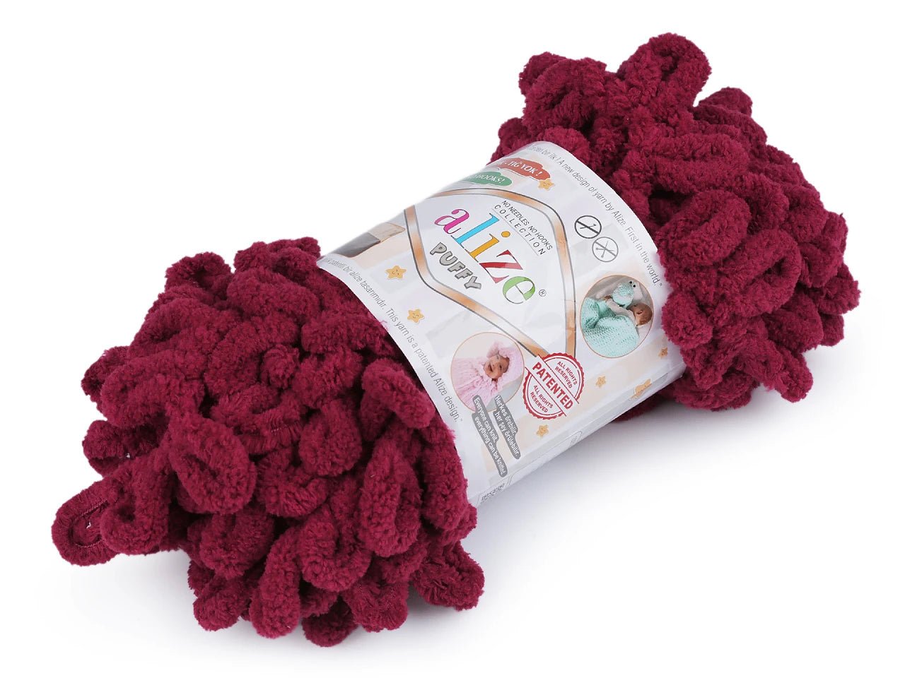 Dzija Yarn Alize Puffy - tumšs fuksijas tonis 9 m 100g #107