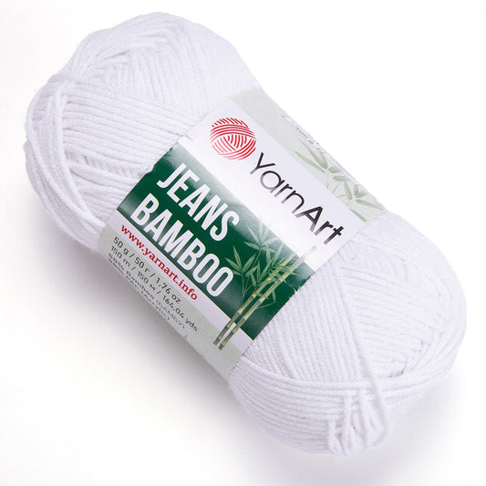 Dzija Yarn Art Jeans Bamboo - balta 150 m 50g #101