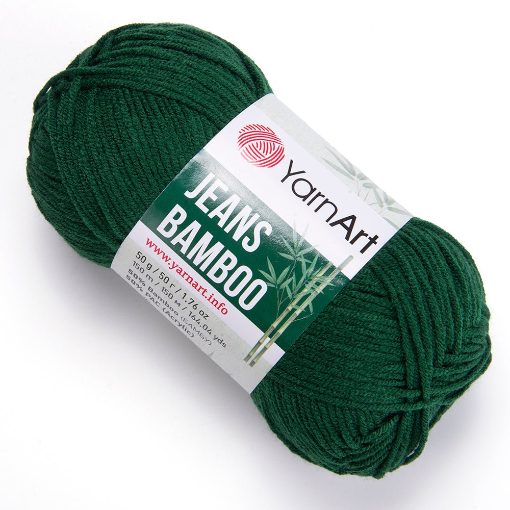 Dzija Yarn Art Jeans Bamboo - zaļa 150 m 50g #139