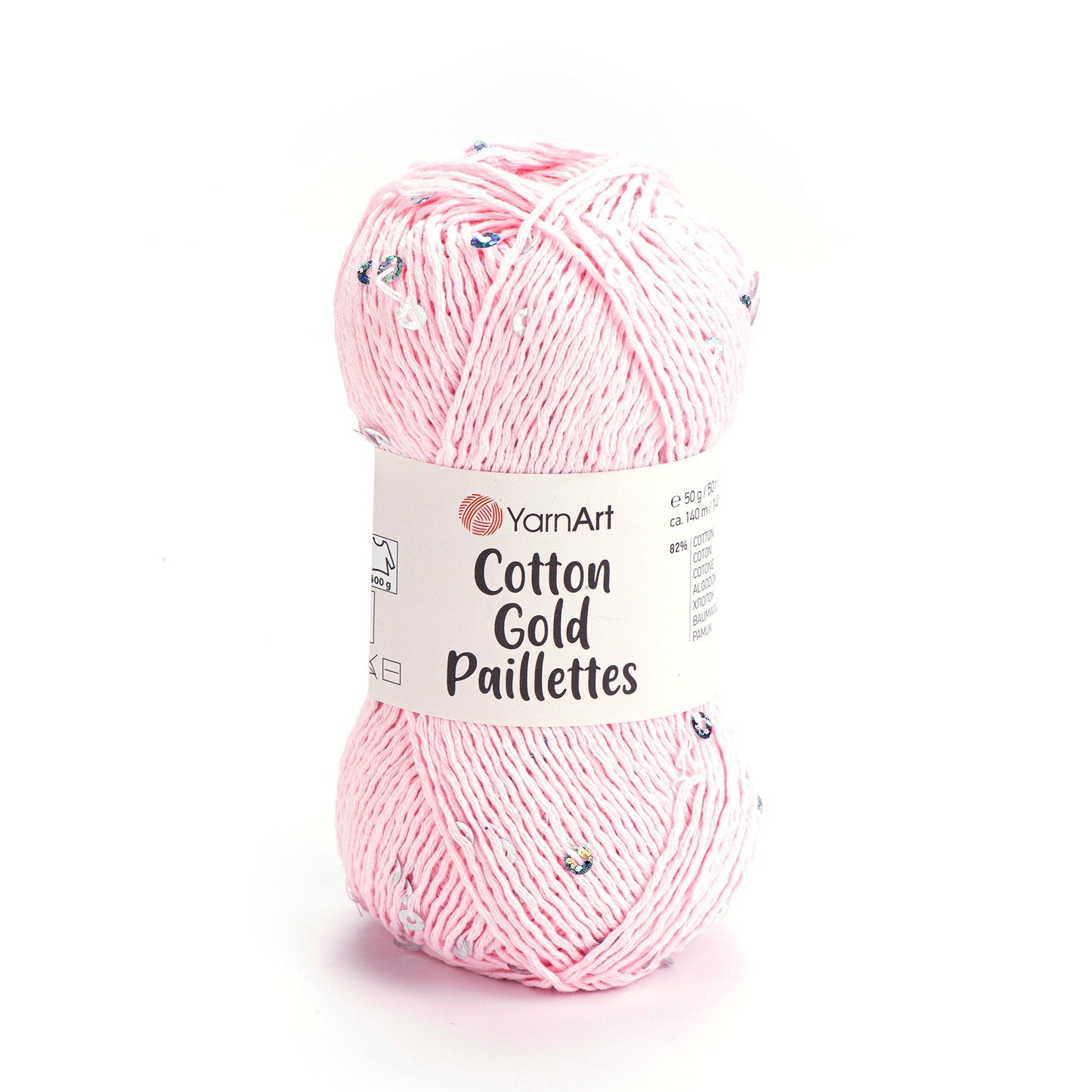 Attēls ar Dzija YarnArt Cotton Gold Paillettes ar fliteriem - 50g / 140m – pieejams Šarlotes audumi
