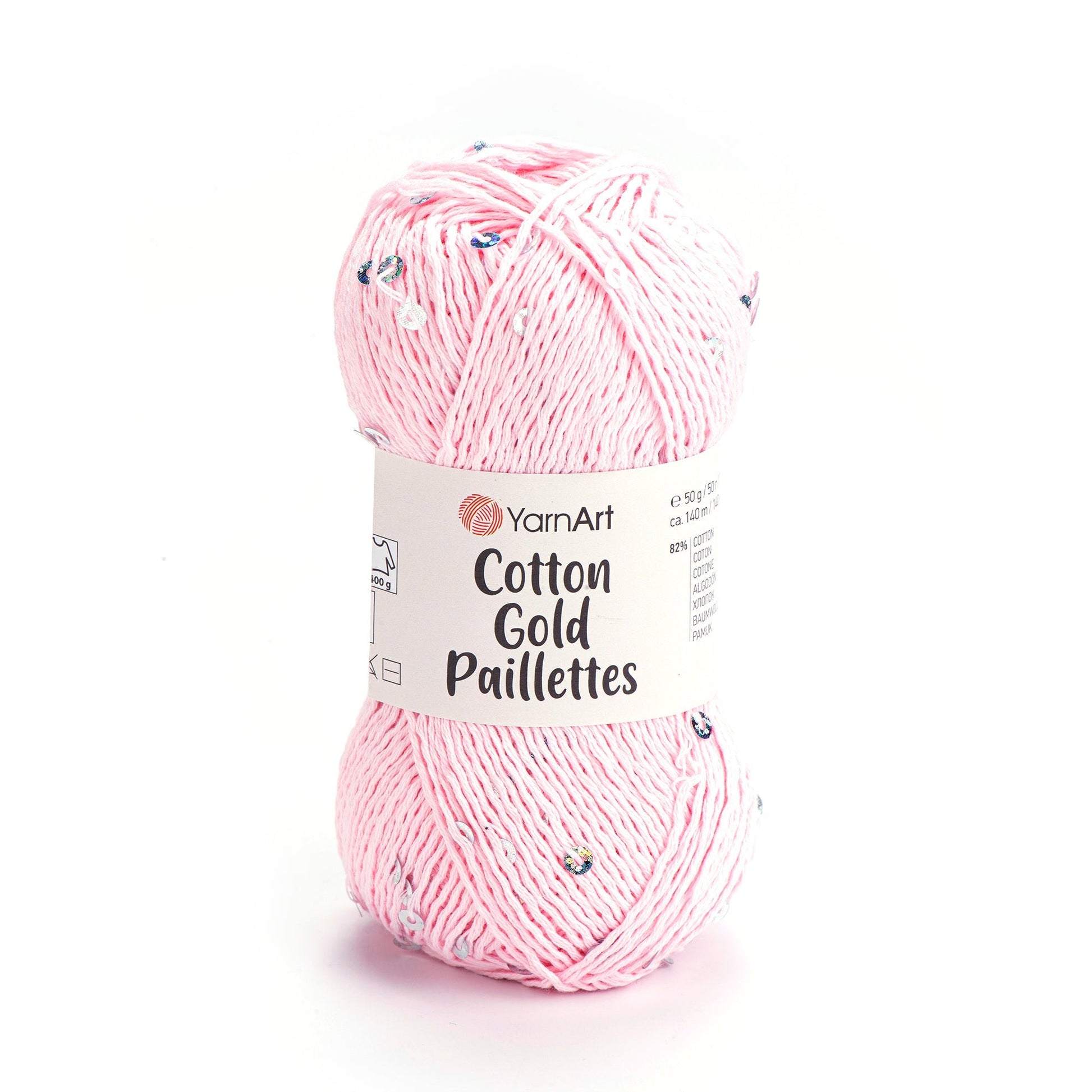 Attēls ar Dzija YarnArt Cotton Gold Paillettes ar fliteriem - 50g / 140m – pieejams Šarlotes audumi