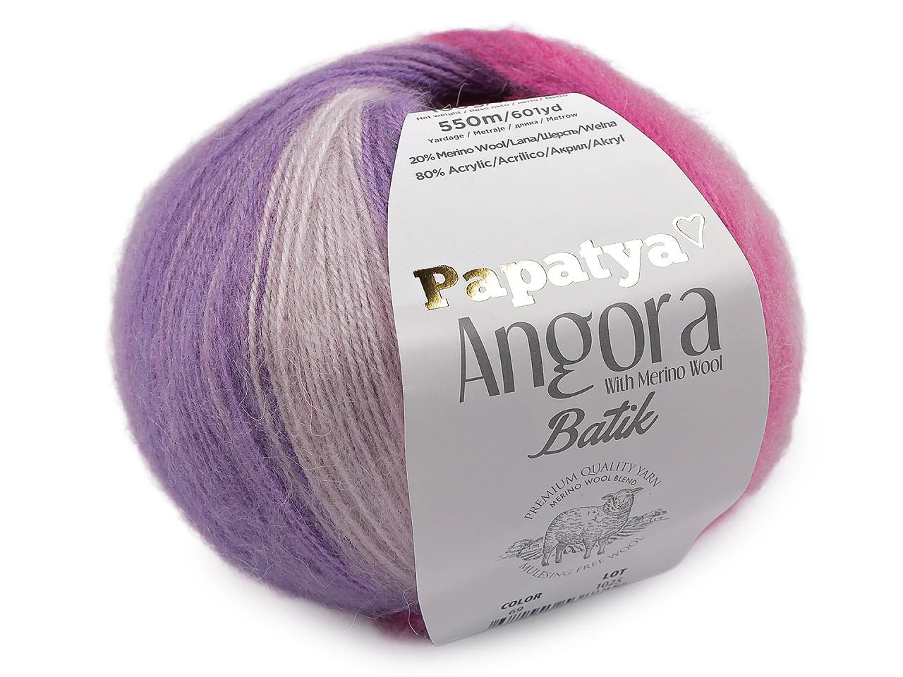 Yarn Papatya Angora Batik 100g / 550m – available at Šarlotes audumi