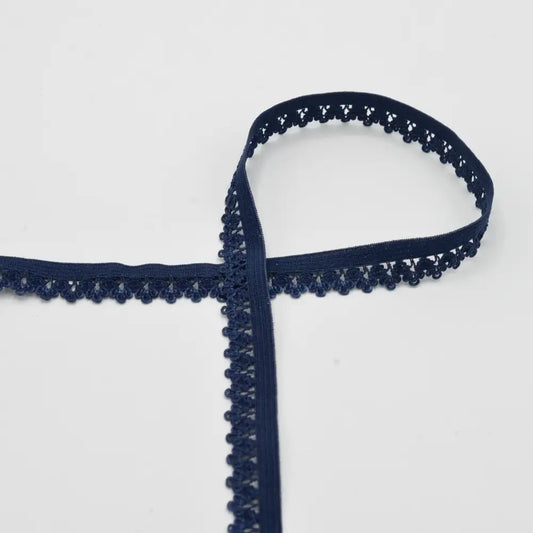 Attēls ar Elastīga gumija, mežģīne 1,3 cm - tumši zila – pieejams Šarlotes audumi