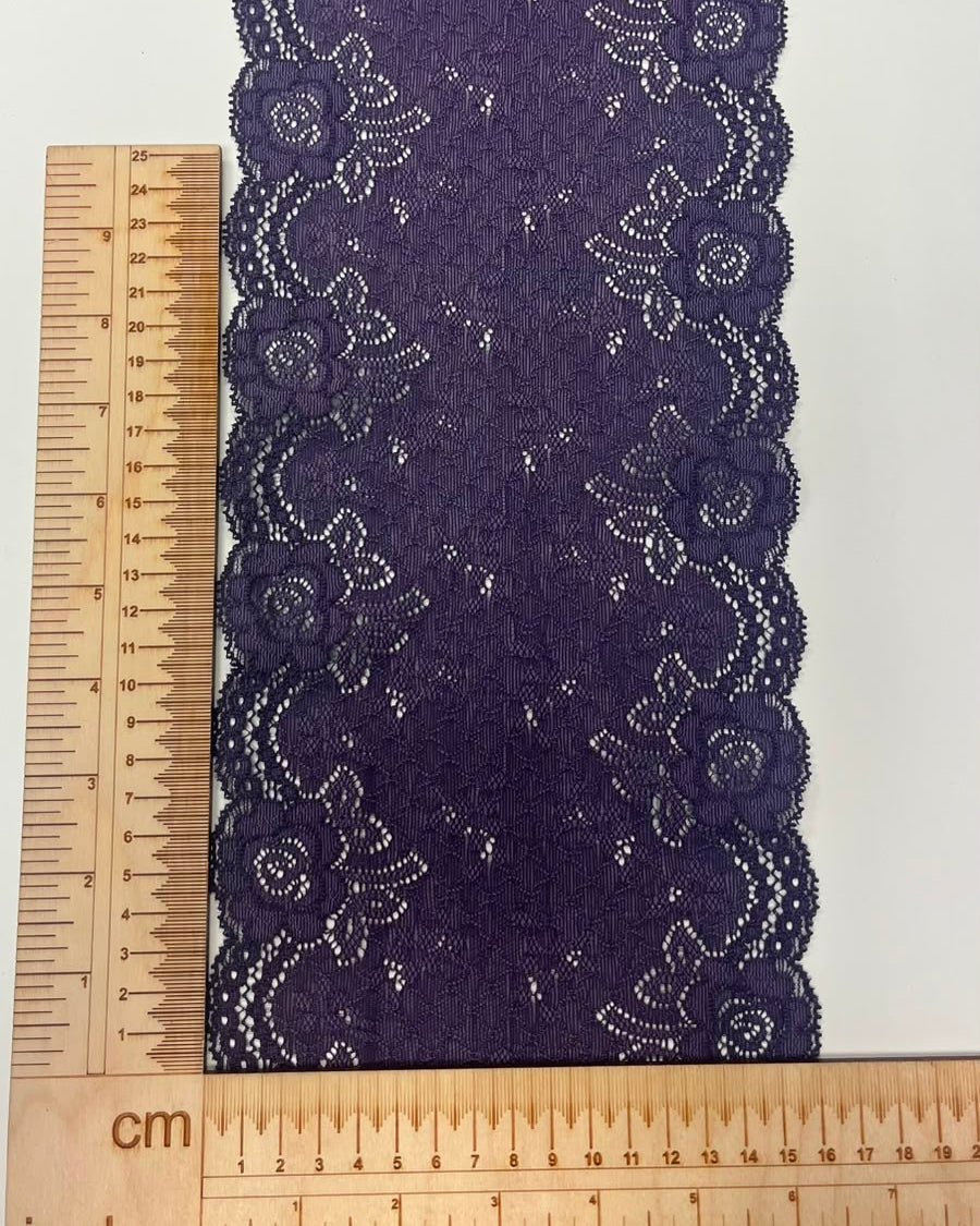 Image of 17 cm purple elastic lace – available online at Charlotte's Fabrics