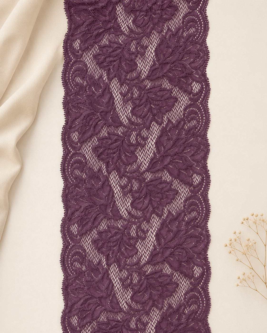 Image of elastic lace, 18 cm, wine tone – available online at Charlotte's Fabrics