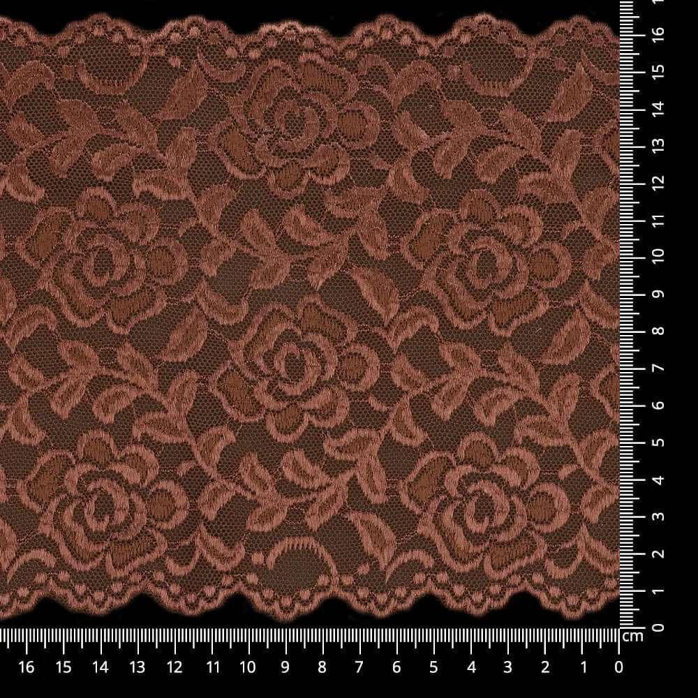 Attēls ar Elastīgā neilona mežģīne 16 cm - šokolādes – pieejams Šarlotes audumi