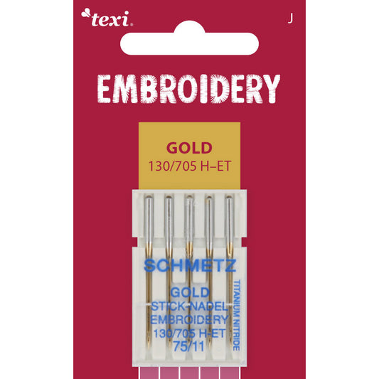 Šujmašīnu adatas izšūšanai SCHMETZ EMBROIDERY GOLD NEEDLES-Nr.75 (5gab.)