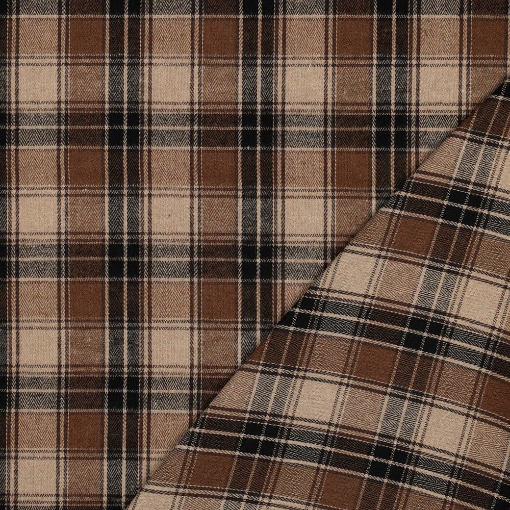 Image of brown checked flannel – available online at Charlotte's Fabrics
