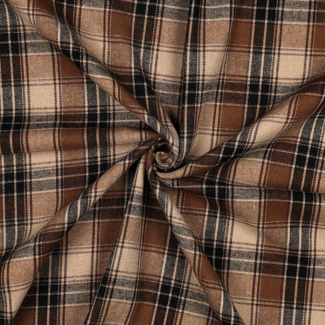 Brown plaid flannel – available online at Charlotte's Fabrics