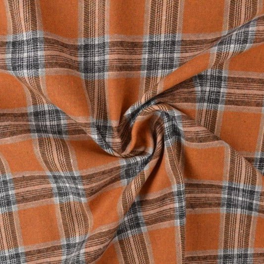 Attēls ar Flanelis - oranžs rutains 180 g/m² – pieejams Šarlotes audumi