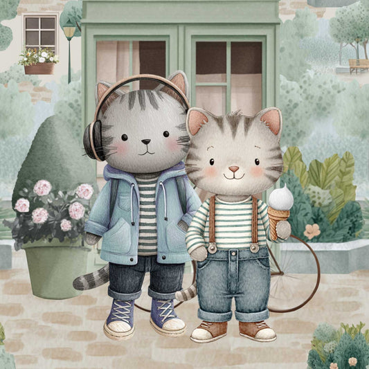 Cilpiņtrikotāžas panelis 40x50 cm-pilsētas runču pastaiga 250 g/m²