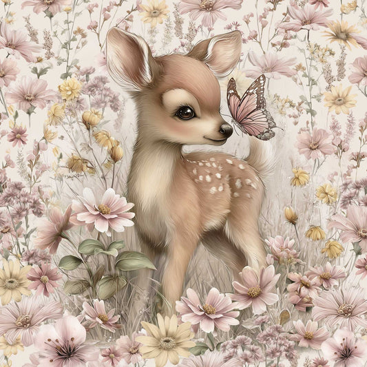 Cilpiņtrikotāžas panelis 40x50 cm-Bembijs ziedu pļavā 250 g/m²