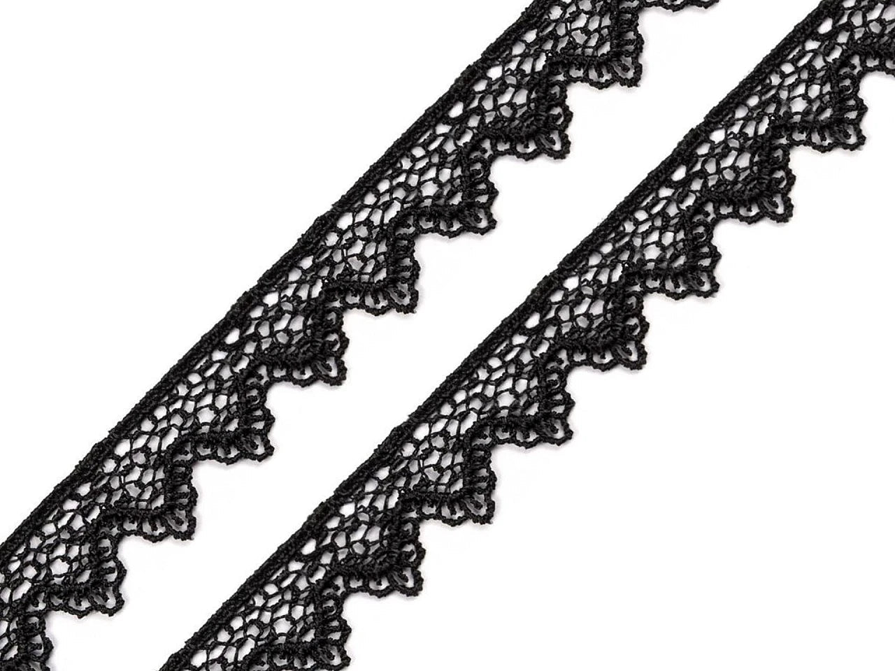 Attēls ar Gipūra mežģīne 17 mm - melna – pieejams Šarlotes audumi