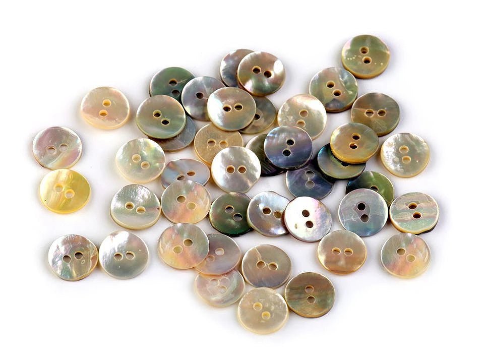 Shell button, 10 mm, mother-of-pearl – available online at Šarlotes audumi