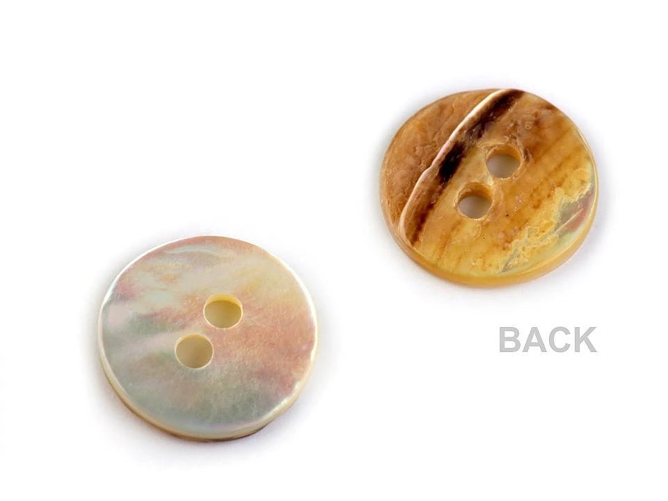 Shell button, 10 mm, mother-of-pearl – available online at Šarlotes audumi