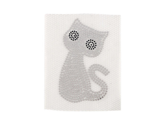 Image of iron-on kitten decorations with crystals – available online at Šarlotes audumi