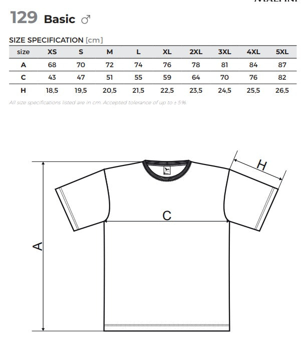 T-krekls Malfini 100% kokvilna 160 g/m²-balts