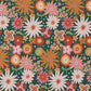 Premium 100% medvilninis audinys – gėlės ant žalio fono 115 g/m²