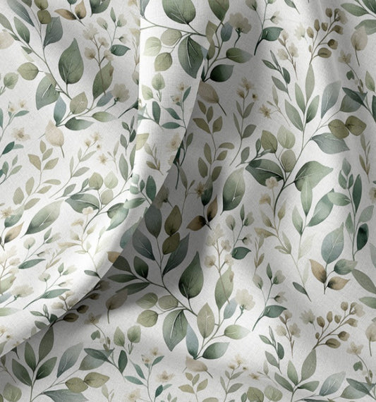 Premium 100% kokvilnas audums-zaļas lapas 115 g/m²