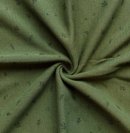 Jersey en coton gaufré – vert kaki à motif fin 220 g/m²