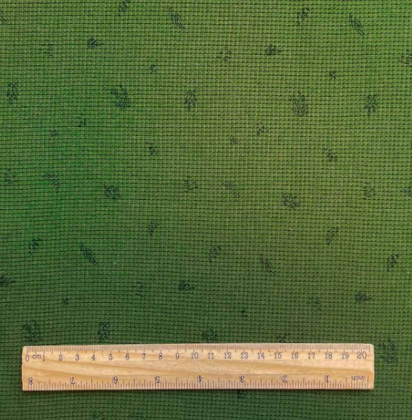 Cotton waffle knit fabric – khaki green with a fine pattern 220 g/m²
