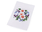 White flowers with a blue ribbon