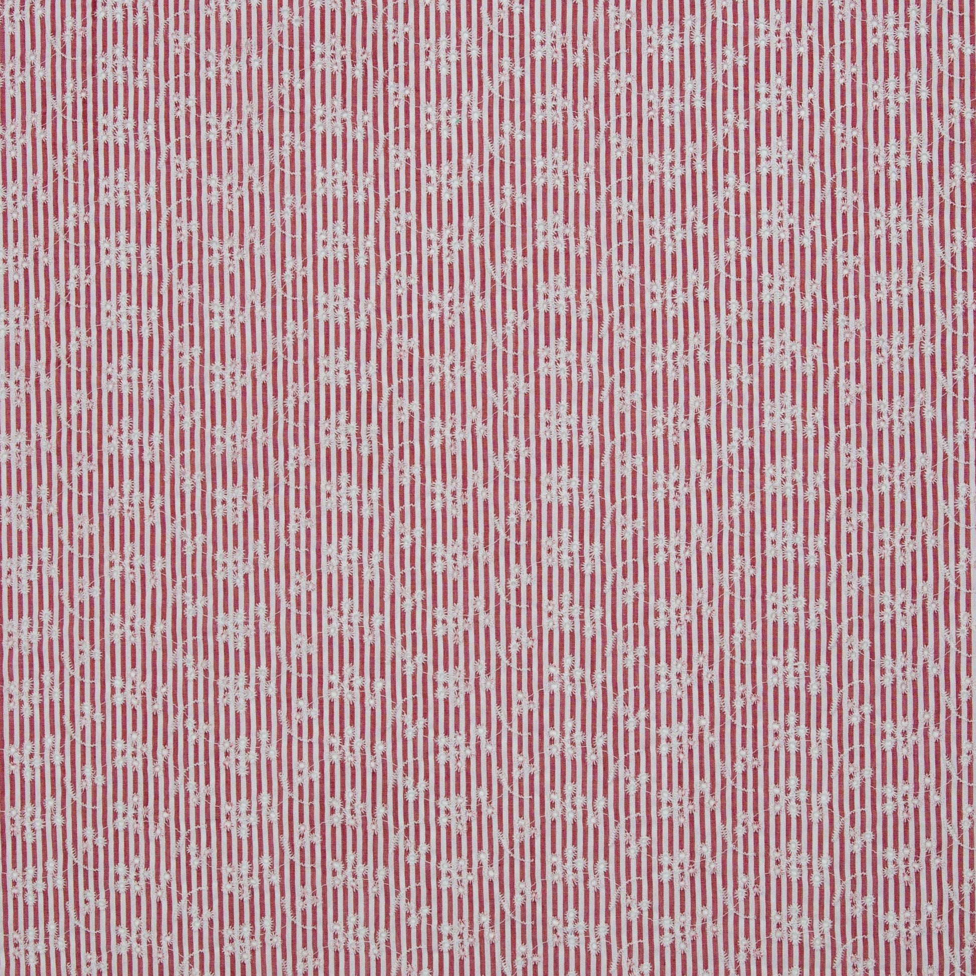 Attēls ar Izšūts kokvilnas audums - puķīšu motīvs ar līnijam 120 g/m² – pieejams Šarlotes audumi