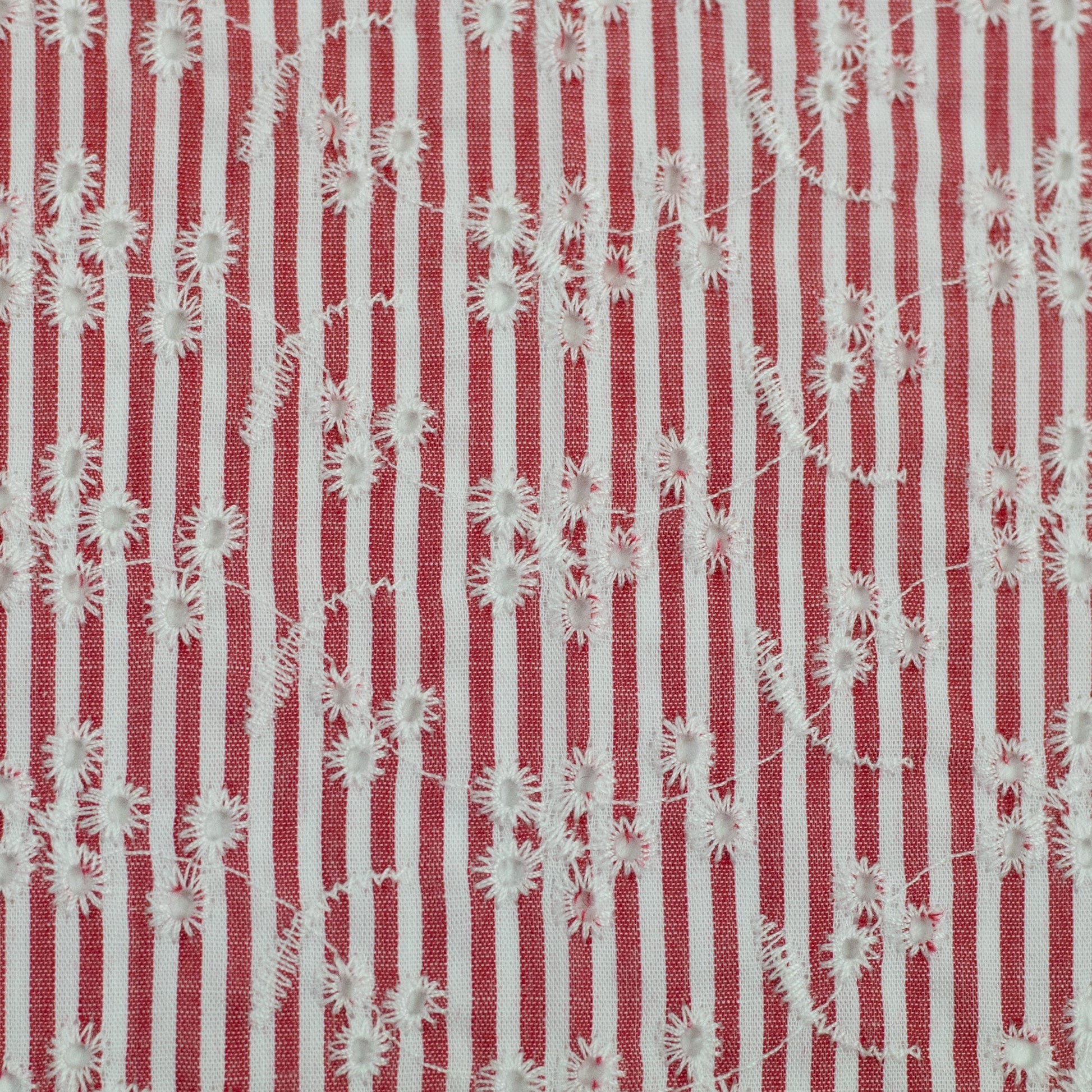 Attēls ar Izšūts kokvilnas audums - puķīšu motīvs ar līnijam 120 g/m² – pieejams Šarlotes audumi