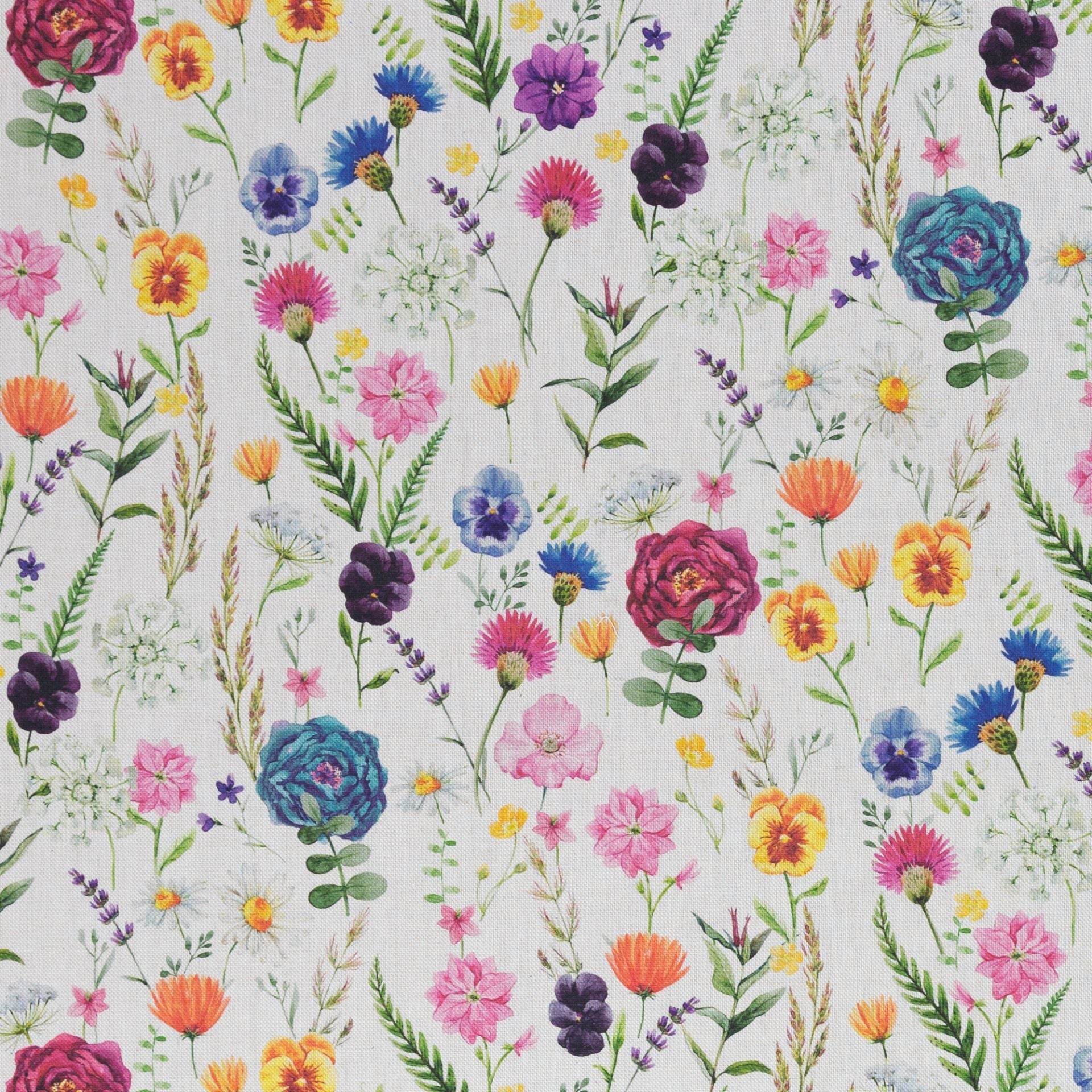 Attēls ar Kanvas audums - botāniskā simfonija 200 g/m² – pieejams Šarlotes audumi