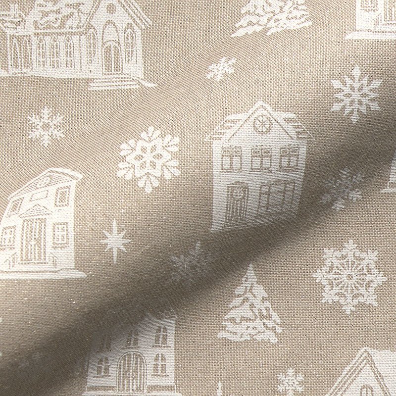 Image of canvas fabric house in winter – available online at Šarlotes audumi