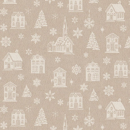 Image with canvas fabric houses in winter – available online Charlotte Fabrics