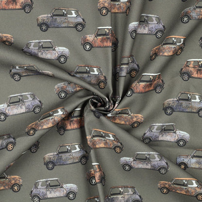 Image of canvas fabric - retro car 225 g/m² – available at Šarlotes audumi