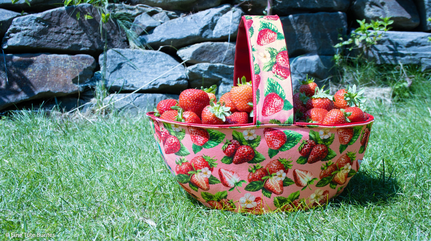 Attēls ar Kanvas audums - zemenes 200 g/m² – pieejams Šarlotes audumi