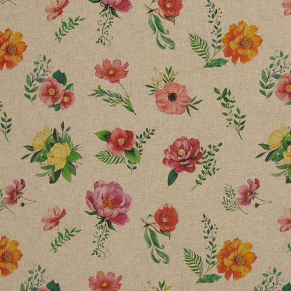 Image with canvas fabric flowers on a linen-toned background – available online at Šarlotes audumi