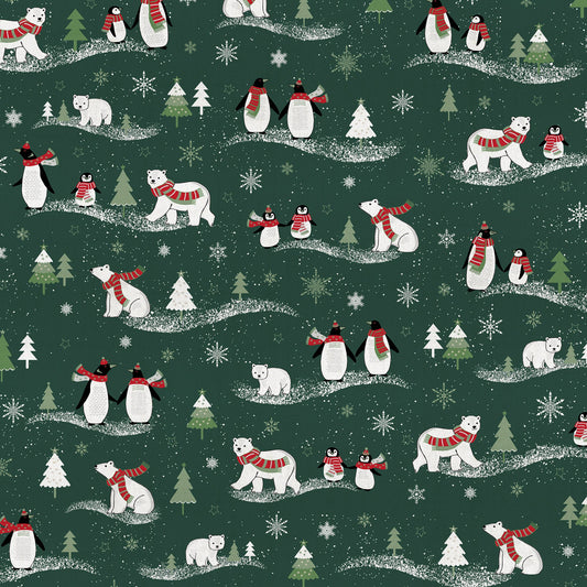Attēls ar Kanvas audums-Ziemassvētku motīv uz tumši zaļa – pieejams internetā Šarlotes audumi