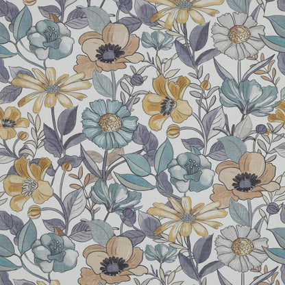 Tissu en toile - fleurs bleues 225 g/m²