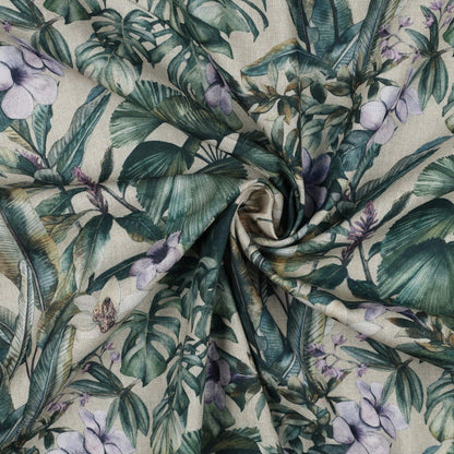 Canvas fabric - blue flowers in the tropics 225 g/m²