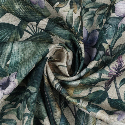 Canvas fabric - blue flowers in the tropics 225 g/m²