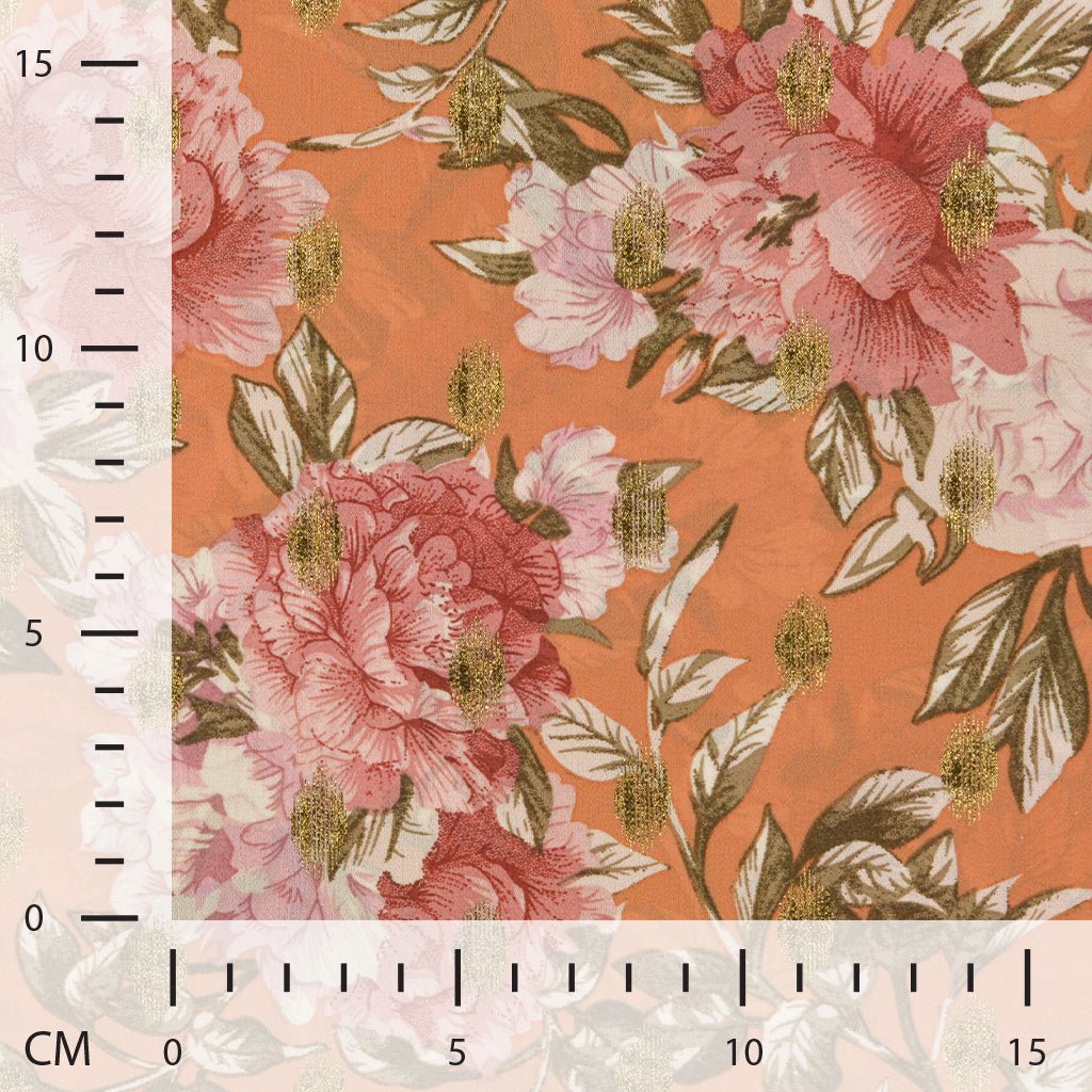 Attēls ar Kleitu audums ar zelta akcentiem-ziedi – pieejams internetā Šarlotes audumi