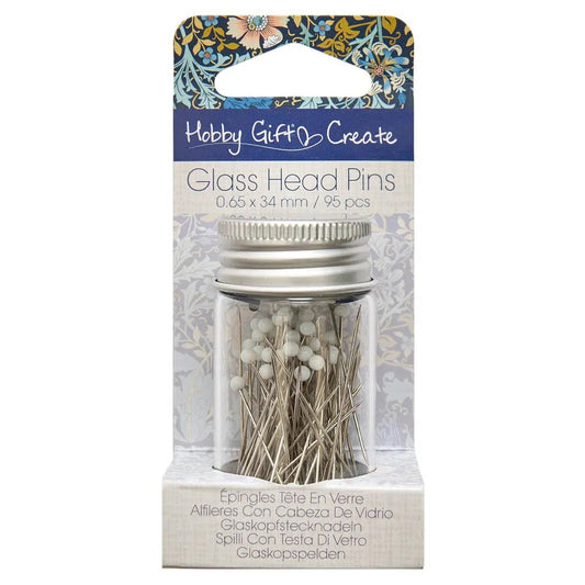 Attēls ar Kniepadatas ar stikla galviņu 0.65×34 mm, baltas Hobby Gift – pieejams Šarlotes audumi