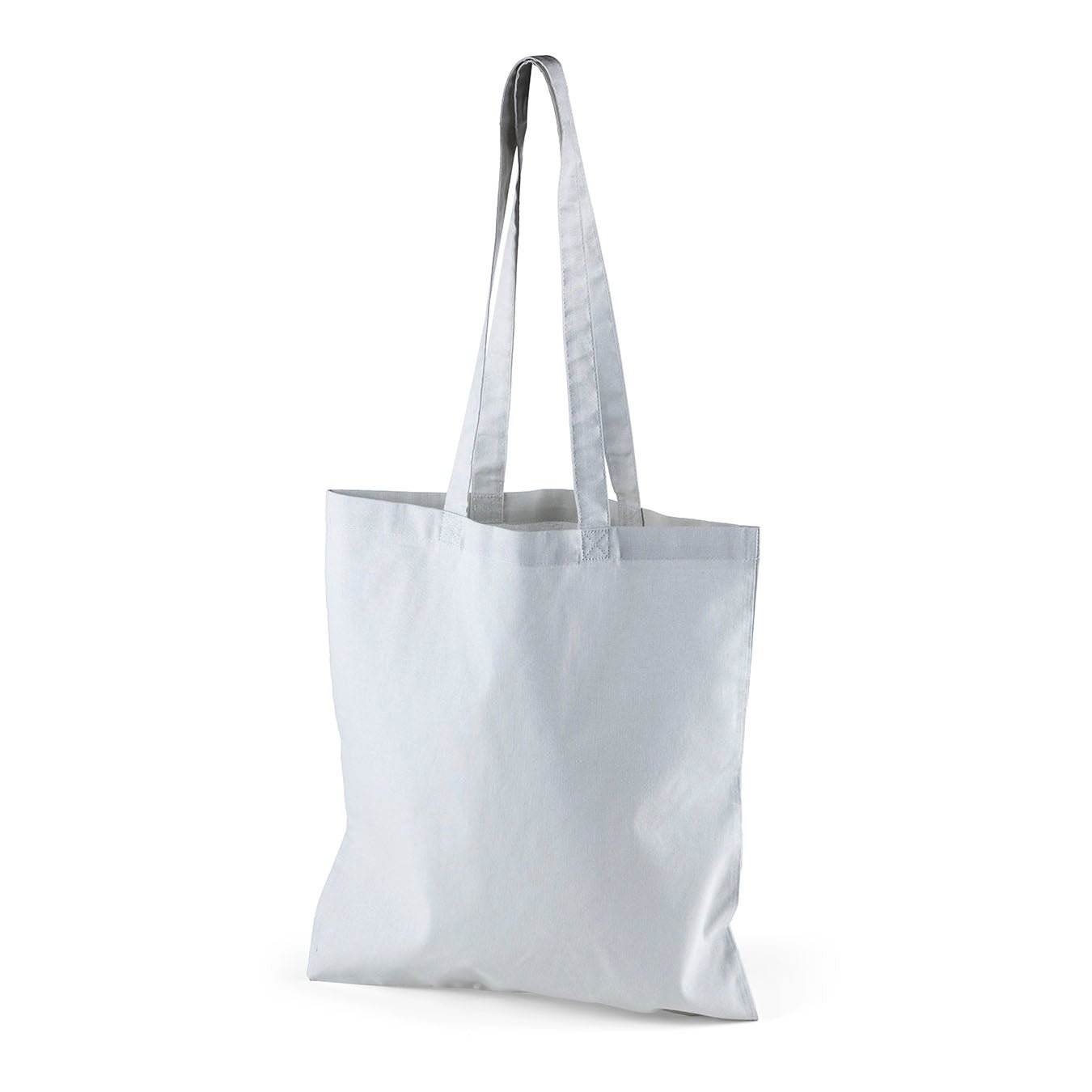 Attēls ar Kokvilnas auduma maisiņš ar garajiem rokturiem 38 x 42 cm 140 g/m² - gaiši pelēks – pieejams Šarlotes audumi