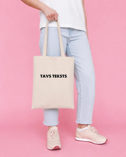 Attēls ar Kokvilnas auduma maisiņš ar personalizētu tekstu – pieejams internetā Šarlotes audumi