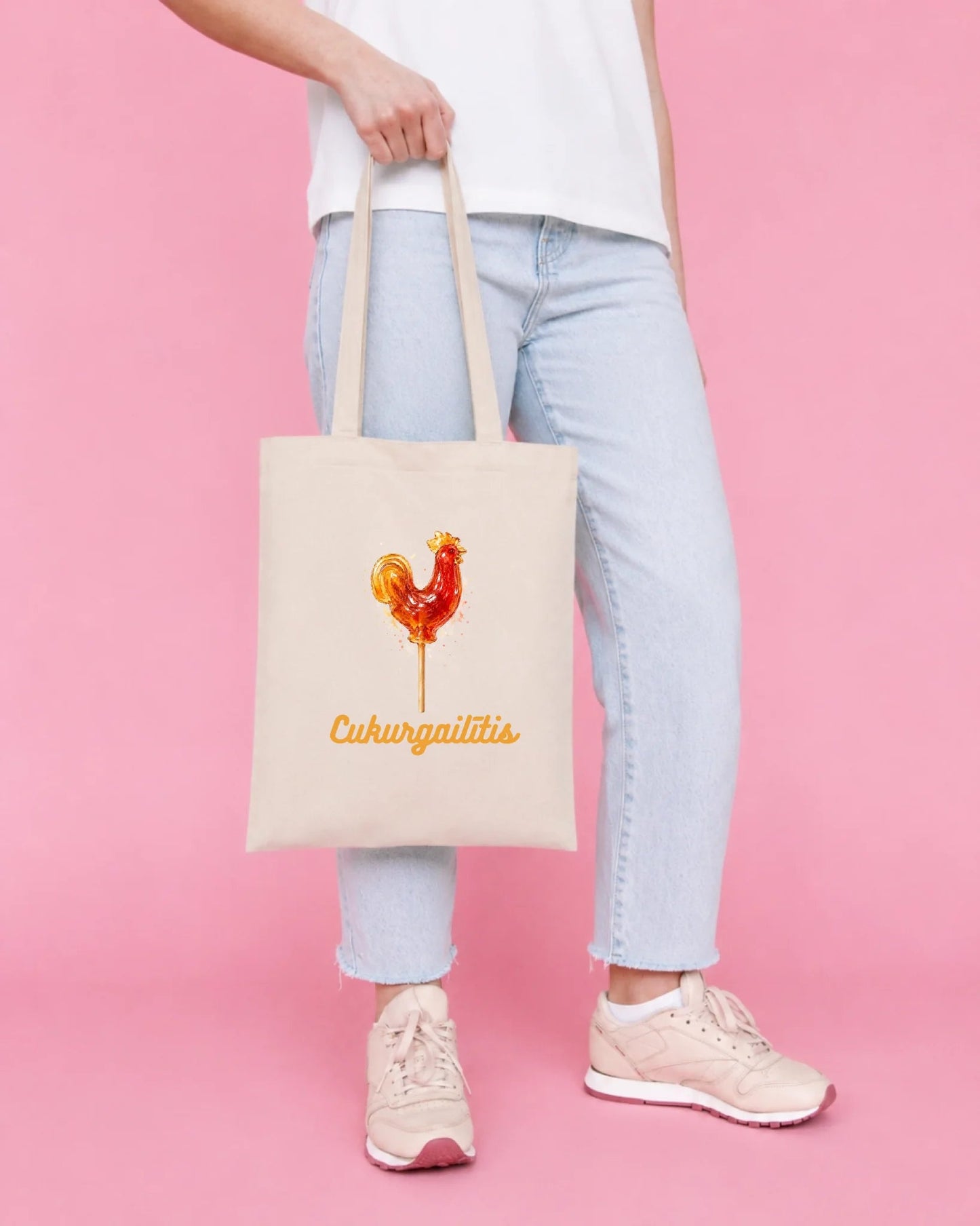 Image of cotton fabric bag "Cukurgailītis" – available online at Šarlotes audumi