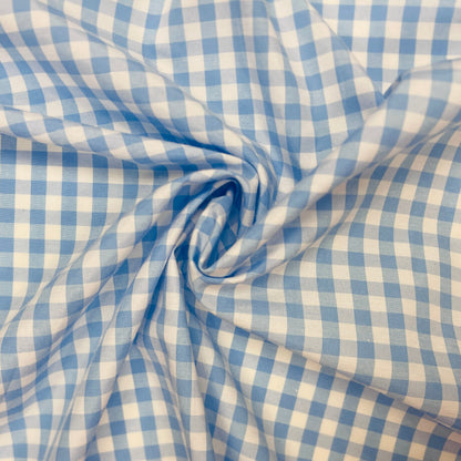 Tissu en coton - bleu à carreaux 90 g/m²