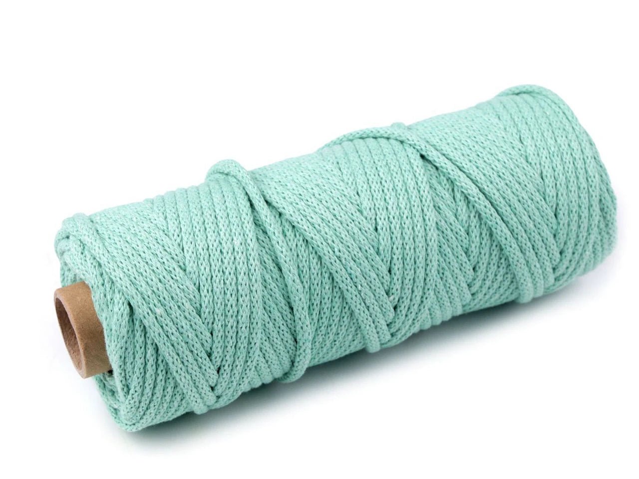 Cordon en coton 5 mm - menthe (rouleau de 50 m) – disponible chez Šarlotes audumi